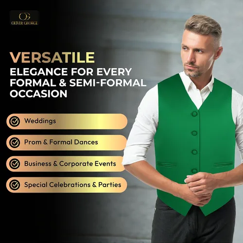 Vista 4 de Conjunto de chaleco formal sólido para hombre, esmoquin, chaleco y pajarita para traje o esmoquin