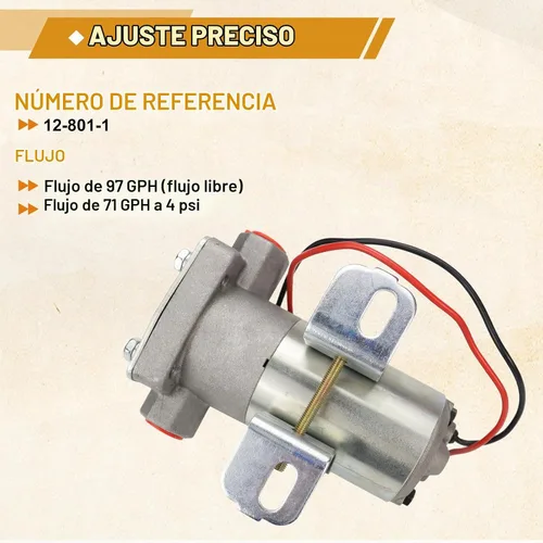 Vista 2 de Bomba de combustible eléctrica USTAR de 97 GPH, 7 PSI. Reemplaza 12-801-1. Multifuncional. Fácil de instalar. Confiable (97 GPH)