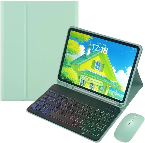 Vista 19 de Funda con teclado retroiluminado arcoíris para Galaxy Tab S6 Lite de 10.4 pulgadas con mouse y 7 colores RGB retroiluminación colorida teclado