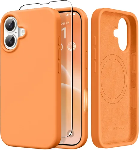 Vista 109 de GONEZ Funda magnética para iPhone 14, compatible con Magsafe, con protector de pantalla + protector de cámara, forro de microfibra antiarañazos