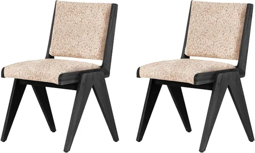 Vista 14 de Dining Chairs Linen Mid Century,Kitchen Chairs with Wood Legs,Farmhouse Dining Room Chair,Living Room Chair Armless Accent with Back for Room Black