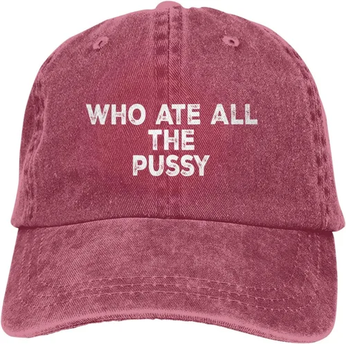 Vista 7 de Gorra de béisbol con diseño de Who Ate All The Pussy Hat para hombre, Rojo