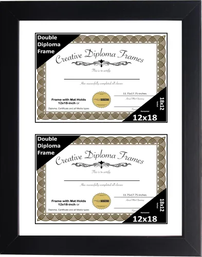Vista 67 de Creative Picture Frames Marco de diploma doble clásico negro de 6 x 8 pulgadas con vidrio negro y colgador de pared instalado