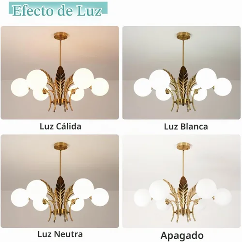 Vista 2 de Lámpara colgante de cristal moderna de mediados de siglo con 6 luces