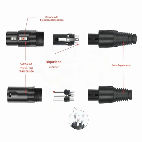 Vista 6 de Paquete de 10 conectores XLR, 5 pares XLR de 3 pines macho/hembra, conector de cable de micrófono de audio, conector de audio, 3 pines XLR, extremos