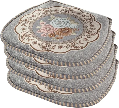 Vista 29 de EORNOW Juego de cojines para silla de comedor con lazos, juego de 1/2/4, almohadillas antideslizantes para silla de comedor con funda extraíble