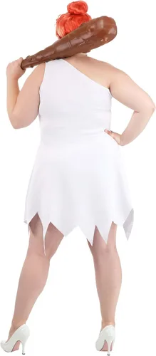 Vista 5 de Disfraz de Flintstones Wilma Picapiedra de talla grande para mujer, incluye vestido y collar con opción de peluca disponible