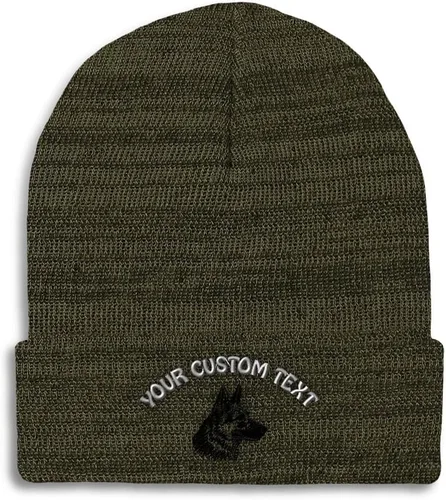 Vista 10 de Gorros personalizados para hombre, sombreros de invierno bordados de cabeza de pastor alemán negro para mujer, gorra de cráneo de acrílico, 1