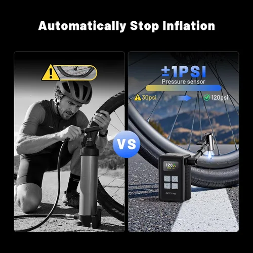 Vista 9 de Mini bomba de neumáticos de bicicleta, bomba eléctrica inflable de 150PSI con indicador