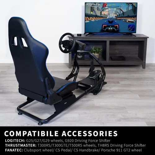 Vista 5 de VIVO Racing Simulator Cockpit with Wheel Stand, Gear Mount, Chair and Frame Only, Fits Logitech, Thrustmaster, Fanatec, Compatible with Xbox One