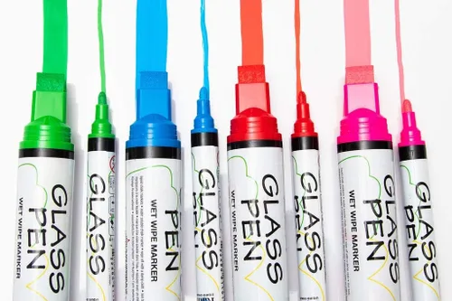Vista 9 de Rainbow Chalk Markers Limited Bolígrafo de vidrio: negro de 0.591 in de ancho con 5 puntas de repuesto, bolígrafos de escritura de vidrio