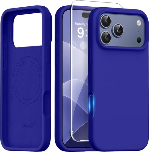 Vista 140 de GONEZ Funda magnética para iPhone 14, compatible con Magsafe, con protector de pantalla + protector de cámara, forro de microfibra antiarañazos