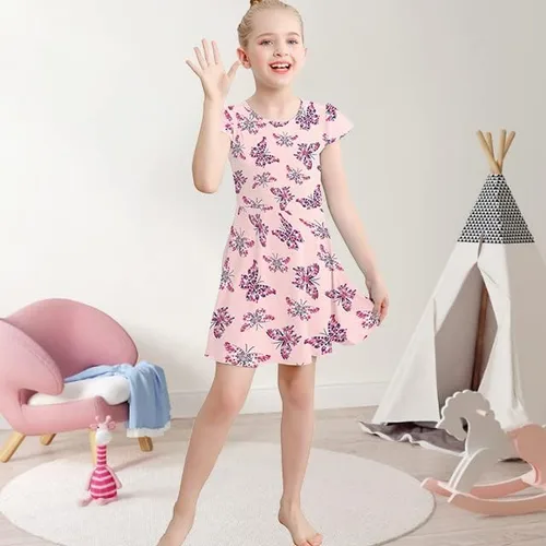 Vista 2 de V.&GRIN Vestido de niña suave de manga larga floral twirly casual y vestido de fiesta para niños pequeños de 2 a 8 años