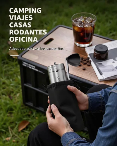 Vista 6 de CIRCLE JOY Molinillo de café manual con 40 ajustes externos ajustables, molinillo de granos de café de cerámica cónico de cerámica, molinillo