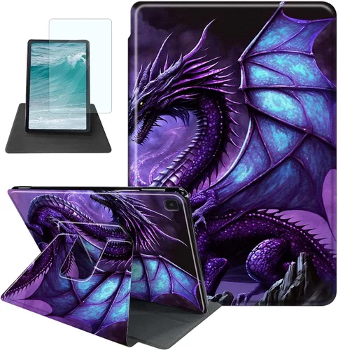 Vista 34 de Rossy Funda para Samsung Galaxy Tab A7 Lite de 8.7 pulgadas 2021 (SM-T220/T225/T227) + protector de pantalla giratorio de 360 grados con soporte