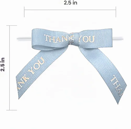 Vista 2 de Meseey 30 lazos de cinta impresos en oro de 2.5 pulgadas, lazos pequeños para envolver regalos, baby shower, boda, recuerdos de fiesta, paletas