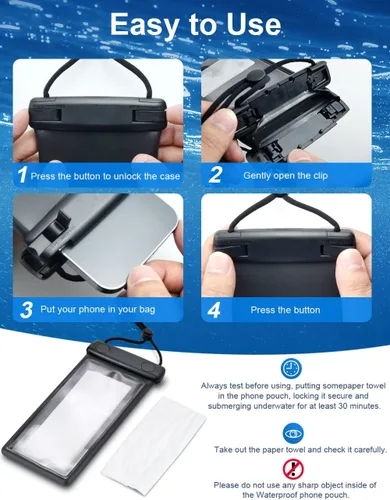 Vista 5 de wellhouse Funda impermeable 3D para teléfono con cordón, TPU de 100 pies, funda impermeable profunda para iPhone 17 16 15 14 13 12 Pro Max XS