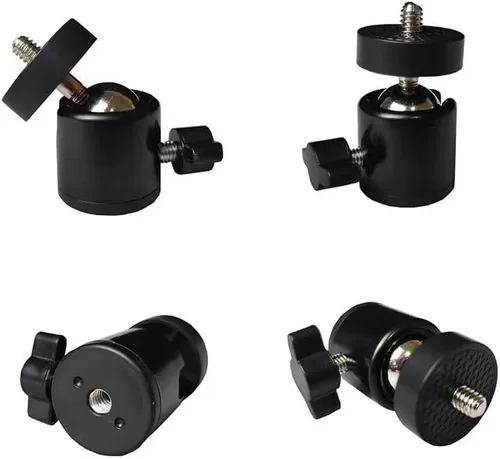 Vista 5 de Paquete de 3 mini cabeza esférica de 1/4 pulgadas con tornillo giratorio para trípode de 360 grados, adaptador de base giratoria de 360 grados