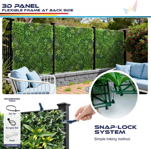 Vista 4 de Windscreen4less 1 panel artificial de boj de 40 x 40 pulgadas, decoración de pared verde hierba sintética para decoración de interiores y Panel 3D