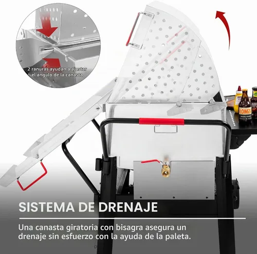 Vista 8 de Creole Feast CFB2001 150 QT Caldera de cangrejos de doble saco al aire libre con gas propano y paleta agitadora con soporte plegable para cilindros
