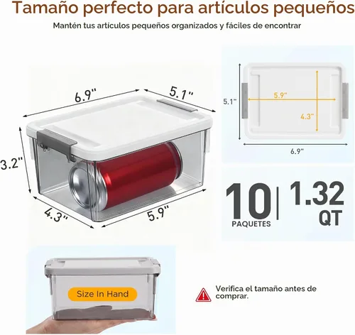 Vista 2 de Citylife Paquete de 10 cubos de almacenamiento pequeños de 1.3 cuartos con Gris claro
