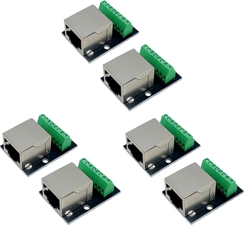 Vista 10 de 2 unidades RJ45 Ethernet doble hembra terminal Breakout Board,0.138 in paso 8Pin RJ45 conector adaptador de red Terminal adaptador de red