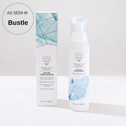 Vista 2 de Snow Fox Skin Care Limpiador de espuma refrescante, lavado facial sin SLS con aloe vera orgánico y agua de menta, fórmula suave, no seca para pieles