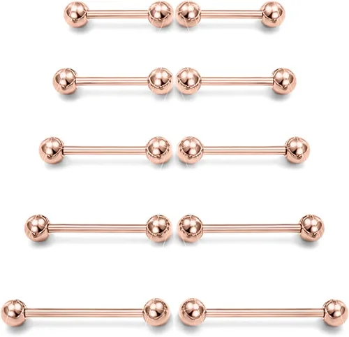 Vista 9 de Prjndjw 14G Acero quirúrgico rectas barras de pesas - Anillos para lengua y pezón para mujeres y hombres - Longitud 12MM, 14MM, 16MM, 18MM, 22mm