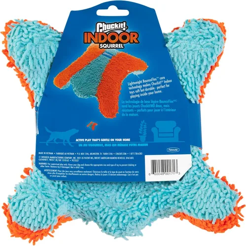 Vista 2 de Chuckit! ¡Tíralo! Juguete de perro ardilla interior Juguete interactivo para perros para aburrimiento y juego de búsqueda en interiores con diseño