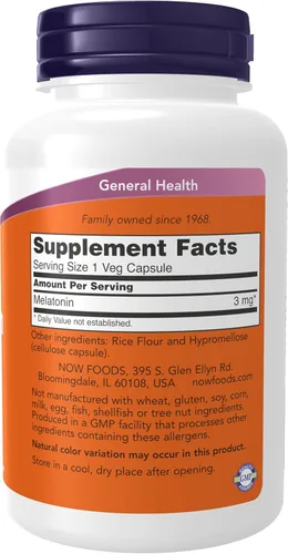 Vista 3 de Now Foods Melatonina 3mg 180 Caps