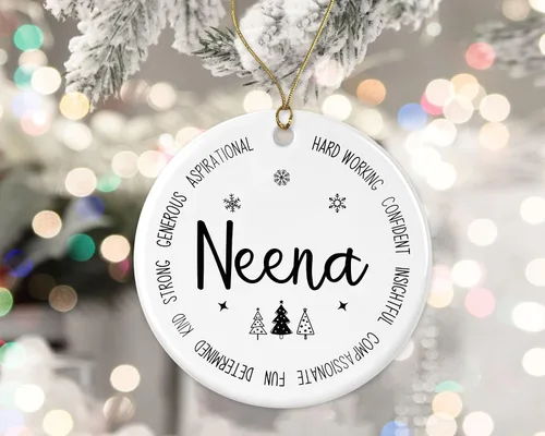 Vista 2 de Adorno descriptivo de Neena, el mejor adorno de Neena Ever, regalo de recuerdo de Navidad de hija o hijo, nuevo adorno Neena, primero para Neena