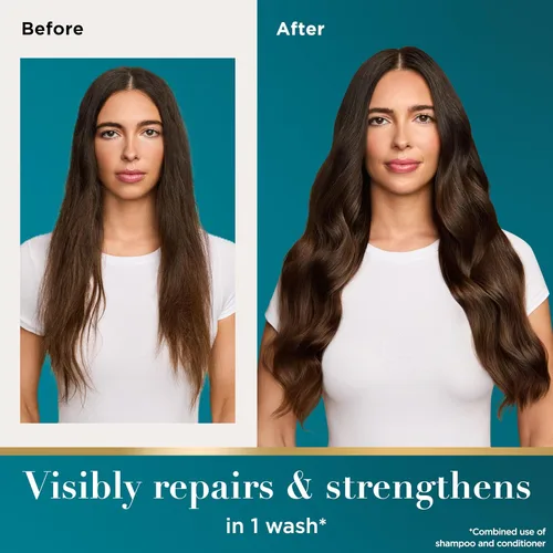 Vista 3 de OGX Renewing + Argan Oil of Morocco - Juego de champú y acondicionador reparador de daños que ayuda a fortalecer y reparar el cabello seco y dañado