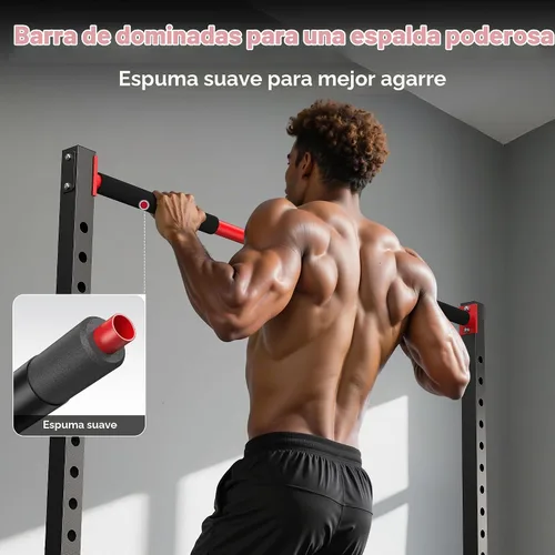 Vista 6 de FLYBIRD SR1 Squat Rack, Adjustable Power Rack for 6FT/7FT Barbells Negro&rojo