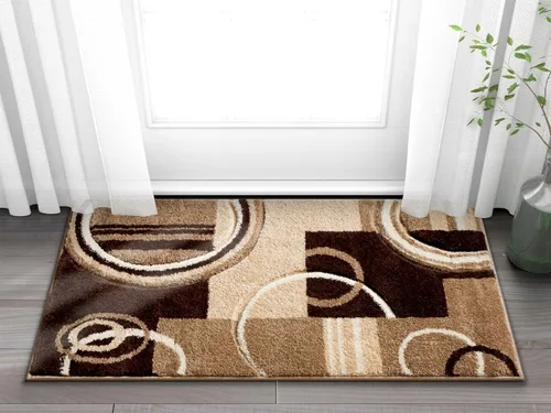 Vista 14 de Alfombra de felpa con círculos geométricos grises y rojos de Well Woven - Galaxy Waves (60010), Poliéster & Mezcla de poliéster