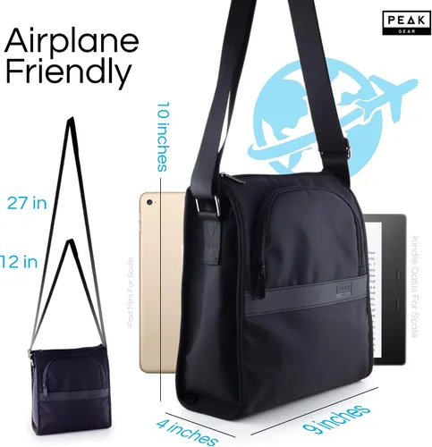 Vista 7 de Peak Gear - Bolso bandolera para hombre, duradero, seguro para viajes, incluye identificación de por vida