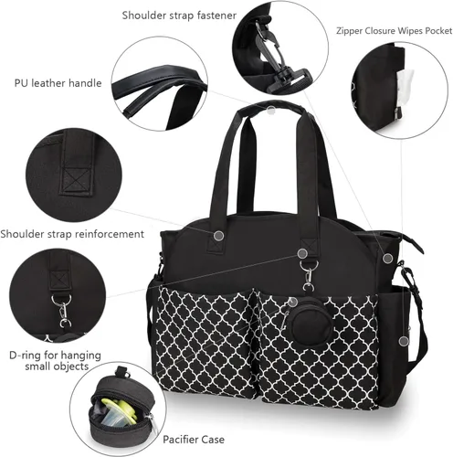 Vista 3 de Bolsa de pañales grande para bebé cambiador para mamá con cambiador