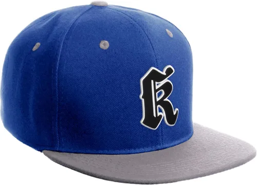 Vista 1696 de Daxton Gorra clásica con visera de billete plano con letras del alfabeto inglés antiguo de la A a la Z