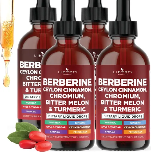 Vista 9 de Berberina con Suplemento de Canela de Ceilán Gotas Líquidas + Extracto de Melón Amargo, Glucomanano, Gymnema, Cromo, Cúrcuma, Panax Ginseng, Moringa