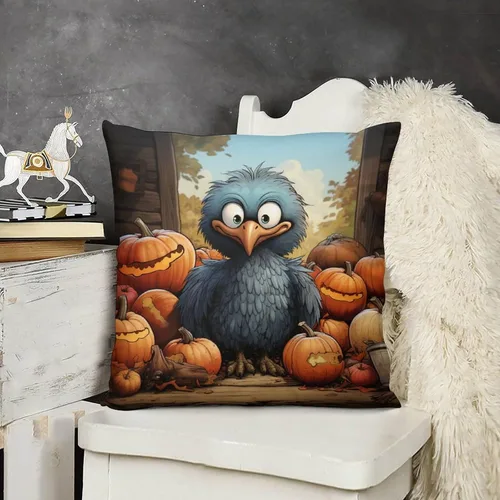 Vista 12 de Funda de cojín decorativa de árbol de arce y camión de Acción de Gracias, otoño, Acción de Gracias, calabaza, fundas de cojín cuadradas suaves