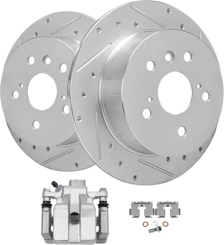 Vista 78 de Detroit Axle - Rotores de freno delanteros perforados y ranurados + repuesto de pinza de freno lateral del conductor para Honda Odyssey Acura MDX