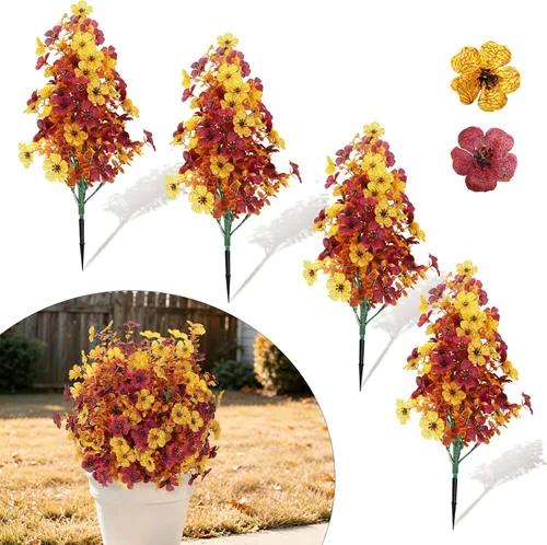 Vista 82 de RECUTMS Guirnalda artificial de otoño, plantas de vegetación sintética 1 pieza seda marrón