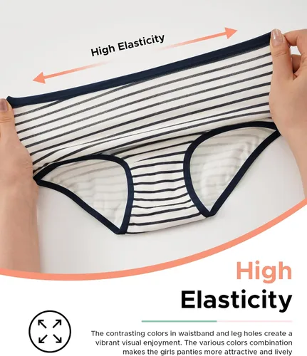 Vista 2 de INNERSY Ropa interior de algodón para niñas, bragas cómodas para adolescentes, talla 8-16, paquete de 6
