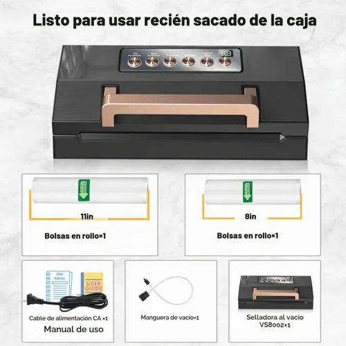 Vista 8 de Sellador al vacío prémium para alimentos, kit de lujo VACAPEX Precision Vacuum Sealer Machine Pro, doble sellado térmico, modos automáticos secos