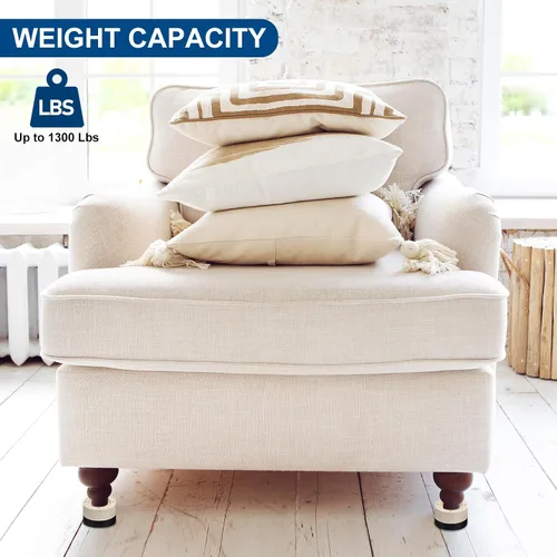 Vista 6 de uxcell Juego de 4 elevadores redondos para muebles, altura de 1.38 pulgadas, elevadores de cama ajustables para marco de cama, mesa, escritorio