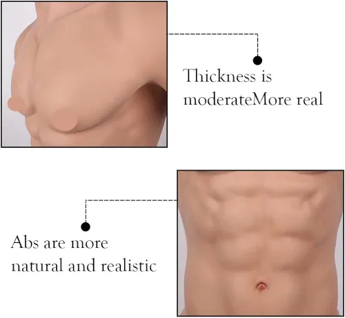 Vista 7 de U-CHARMMORE 6 generación sin aceite de silicona muscular traje masculino en el pecho