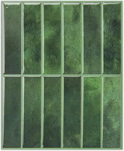 Vista 12 de LONGKING 10 hojas azules de despegar y pegar para pared de cocina, azulejos de pared contra salpicaduras de cocina, azulejos impermeables para baño