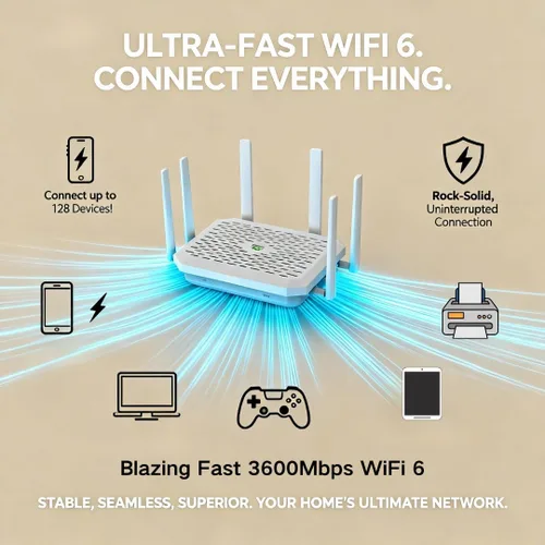 Vista 3 de InHand FWA02 5G Router Wi-Fi 6 (DL 4.76Gbps) Solución de red segura y administrada en la nube dual de 2.5G para el hogar, RV y negocios