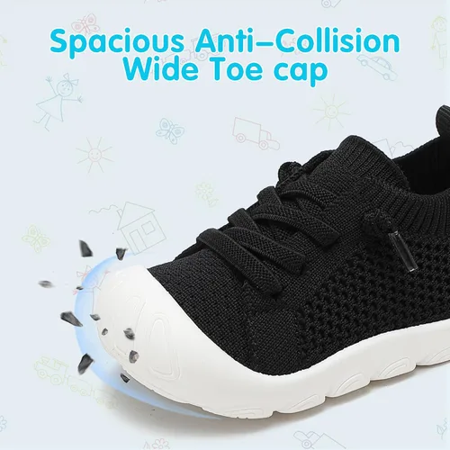 Vista 4 de Zapatos deportivos para niños y niñas pequeños, zapatos para caminar descalzos, zapatos de tenis ligeros y transpirables para los primeros bebés