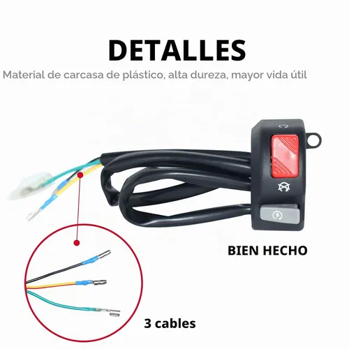 Vista 7 de Interruptor derecho de motocicleta de 12 V, 7/8" 22 mm, para montaje en manillar, interruptor de luz antiniebla, bocina, encendido y apagado