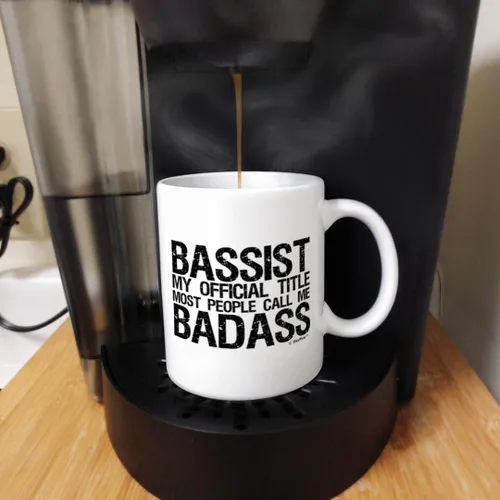 Vista 5 de ThisWear Taza de café con diseño de bajo y guitarra, para músico, título oficial, color blanco